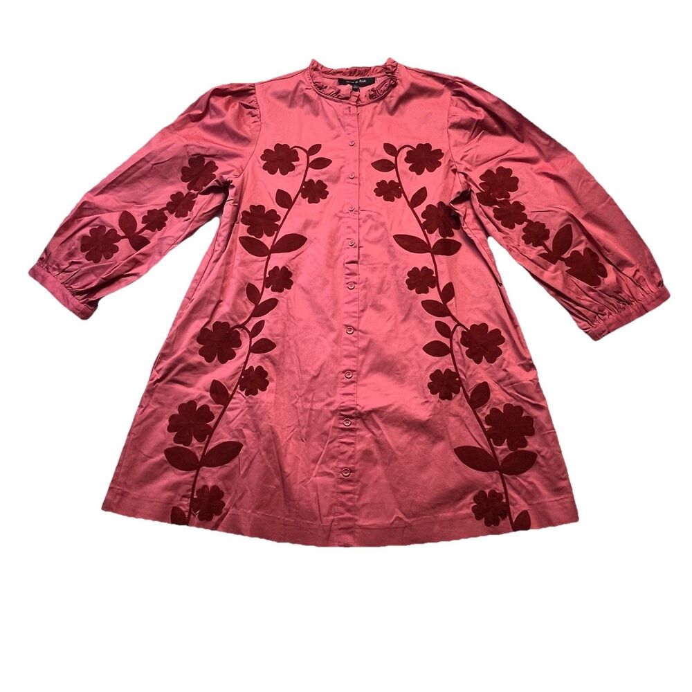 Strut & Bolt Dress Womens M Pink Greta Floral Embroidered Balloon Sleeve Shift